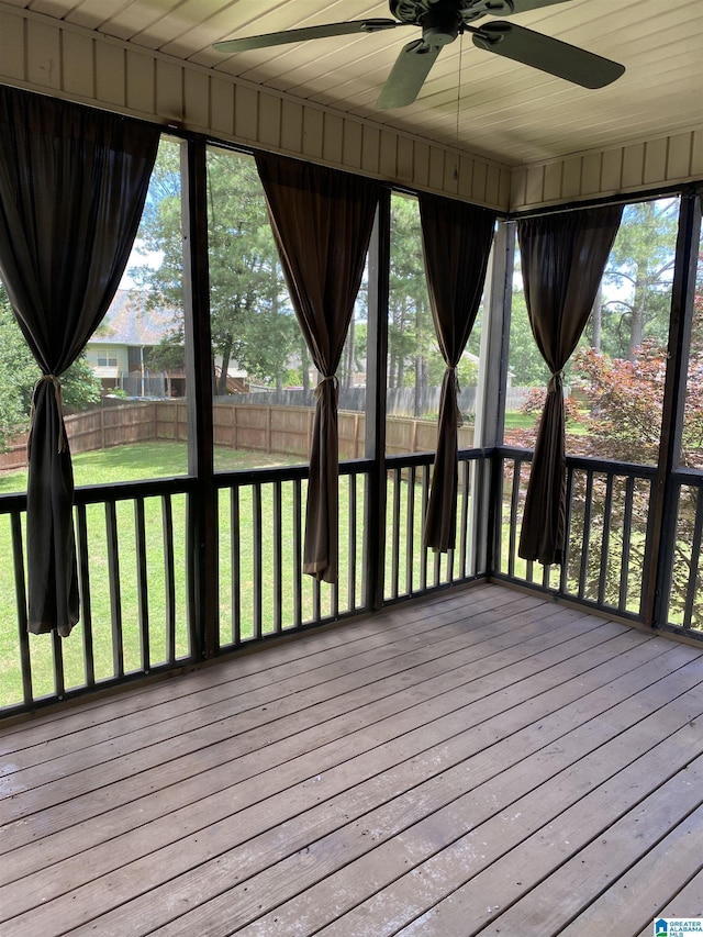 22917 Country Ridge Parkway, Mccalla, AL 35111 - wooden deck with a ceiling fan and a fenced backyard