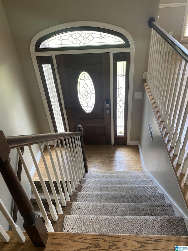 22917 Country Ridge Parkway, Mccalla, AL 35111 - foyer with stairs and wood finished floors