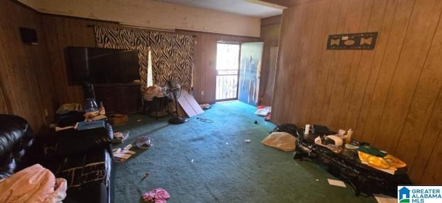 308 Oregon St, Birmingham, AL 35224 - carpeted living room with wood walls
