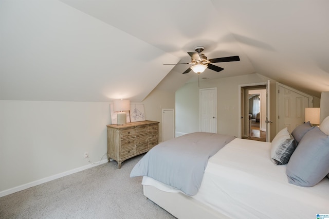 110 Pine Cliff Cir, Hoover, AL 35226 - bedroom featuring lofted ceiling, light colored carpet, and ceiling fan