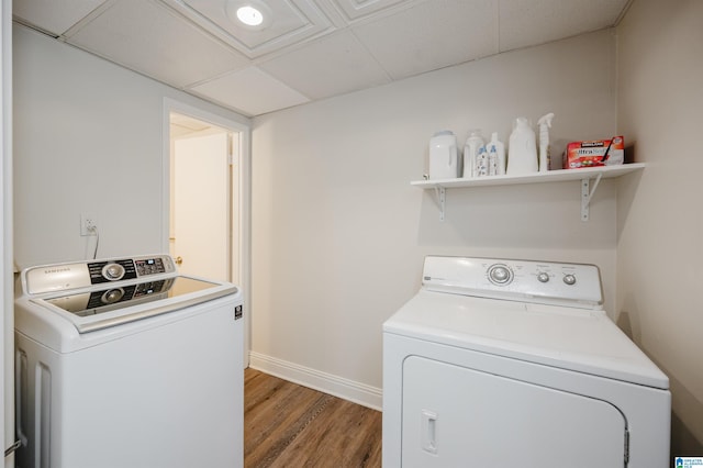 110 Pine Cliff Cir, Hoover, AL 35226 - laundry area featuring washer and clothes dryer and wood finished floors
