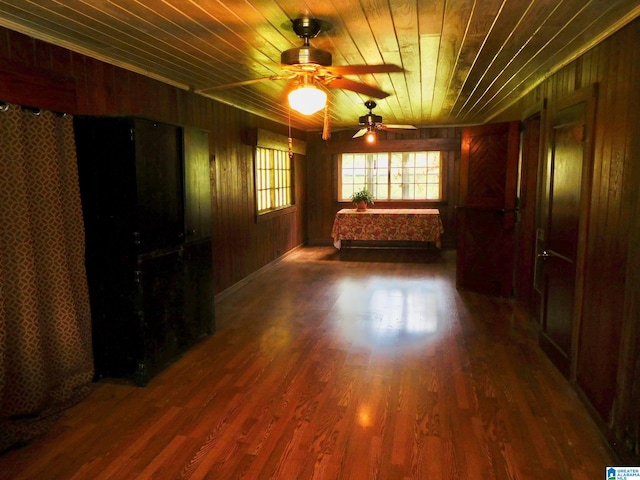 16145 US Highway 11, Springville, AL 35146 - spare room featuring wood ceiling, wooden walls, wood finished floors, and a ceiling fan