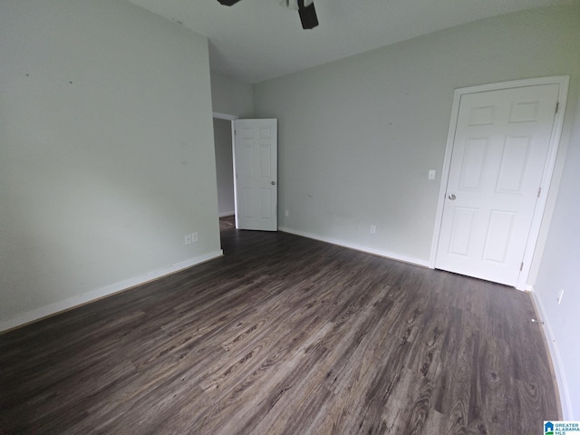107 Steppville Garden Dr, Hanceville, AL 35077 - unfurnished bedroom featuring dark wood-style floors and ceiling fan