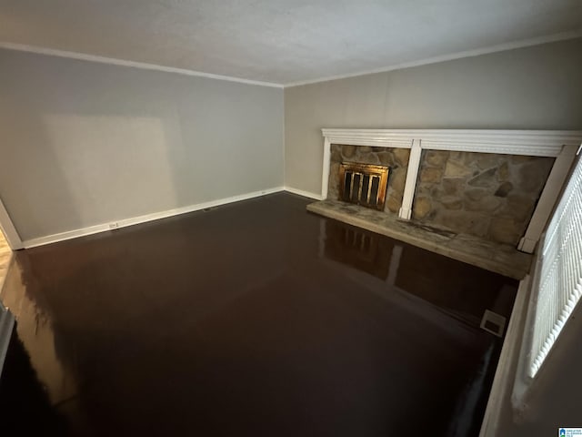 5295 Snowville Brent Rd, Dora, AL 35062 - unfurnished living room featuring crown molding and a fireplace