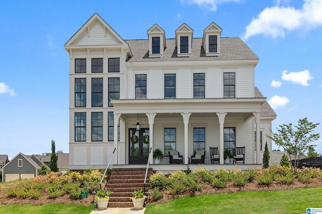 544 Preserve Way, Hoover, AL 35226 - view of front facade with covered porch, a shingled roof, and french doors