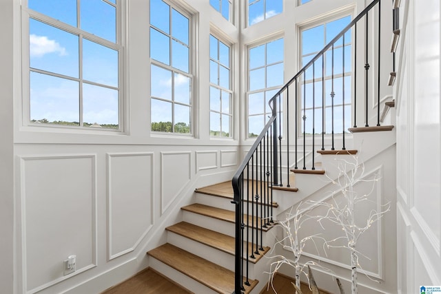 544 Preserve Way, Hoover, AL 35226 - stairway featuring a decorative wall and wood finished floors