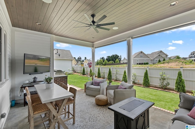 544 Preserve Way, Hoover, AL 35226 - fenced backyard featuring a patio, a residential view, ceiling fan, and an outdoor living space