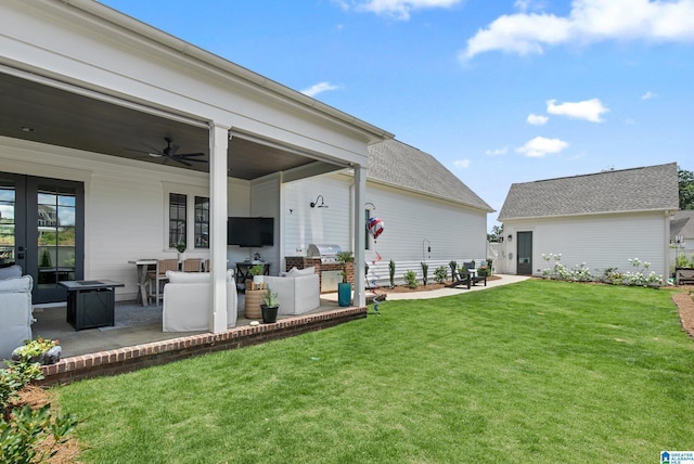 544 Preserve Way, Hoover, AL 35226 - view of grassy yard with a patio, a ceiling fan, and outdoor lounge area