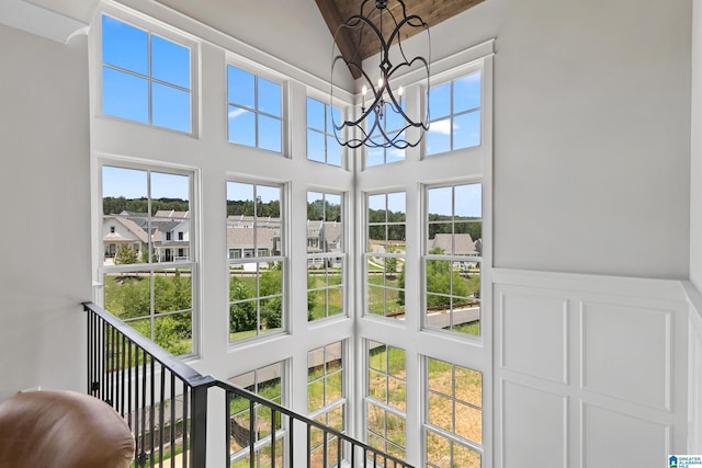 544 Preserve Way, Hoover, AL 35226 - unfurnished sunroom featuring a chandelier, plenty of natural light, and vaulted ceiling