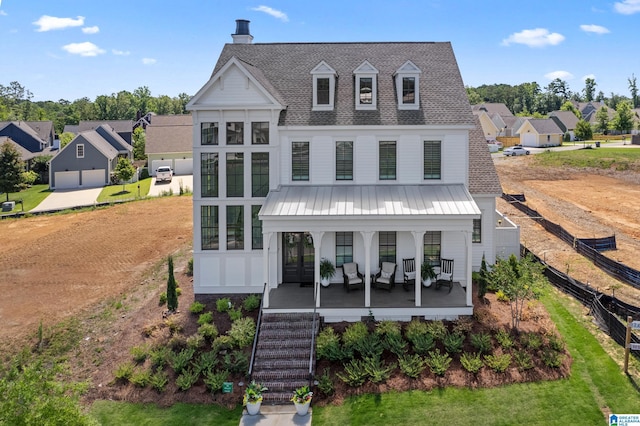 544 Preserve Way, Hoover, AL 35226 - view of front facade featuring covered porch, stairs, a chimney, a residential view, and roof with shingles