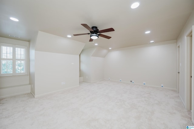 932 Cove Cir, Hoover, AL 35244 - bonus room with recessed lighting, a ceiling fan, light carpet, and lofted ceiling