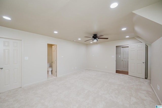 932 Cove Cir, Hoover, AL 35244 - unfurnished bedroom featuring light colored carpet, recessed lighting, ensuite bath, and lofted ceiling