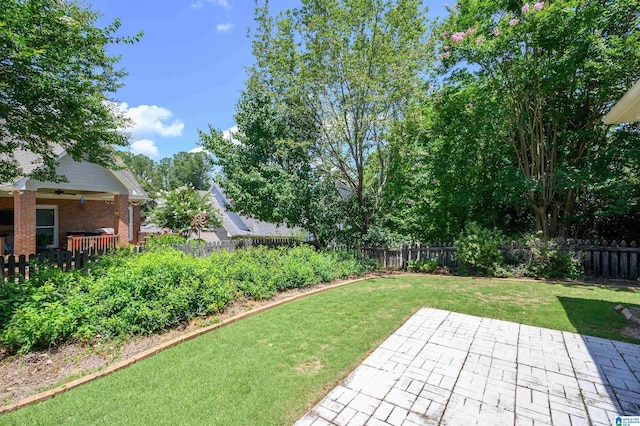 932 Cove Cir, Hoover, AL 35244 - fenced backyard with a patio area and a ceiling fan