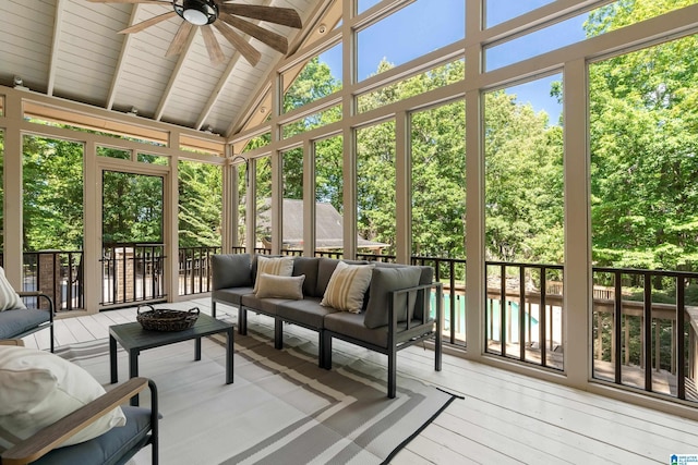 4737 Cloud Ln, Birmingham, AL 35243 - sunroom / solarium with a ceiling fan, outdoor lounge area, and healthy amount of natural light