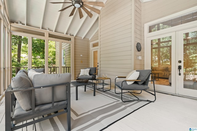 4737 Cloud Ln, Birmingham, AL 35243 - sunroom / solarium with ceiling fan, french doors, and an outdoor hangout area