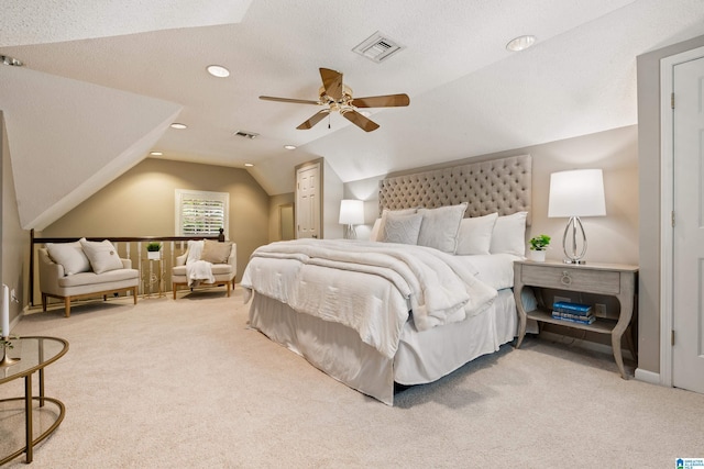 4737 Cloud Ln, Birmingham, AL 35243 - carpeted bedroom with vaulted ceiling, a ceiling fan, and recessed lighting