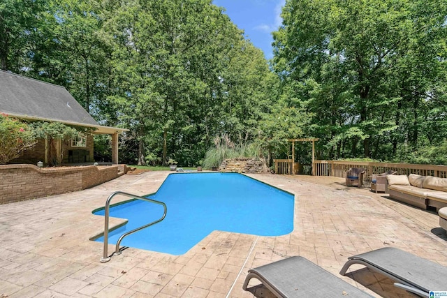 4737 Cloud Ln, Birmingham, AL 35243 - view of pool featuring a patio area, an outdoor hangout area, and view of wooded area
