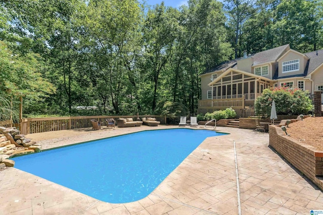 4737 Cloud Ln, Birmingham, AL 35243 - outdoor pool featuring a sunroom, a patio, and outdoor lounge area