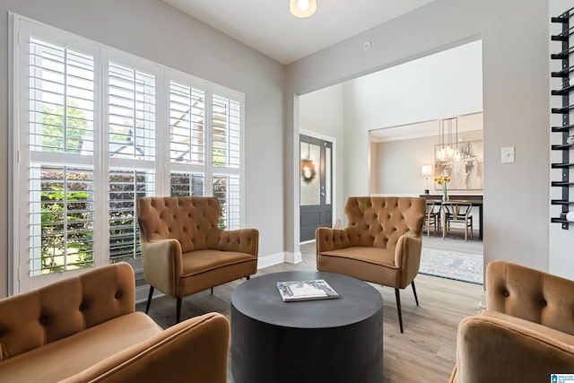 483 Old Cahaba Way, Helena, AL 35080 - sitting room with light wood-style floors and a chandelier
