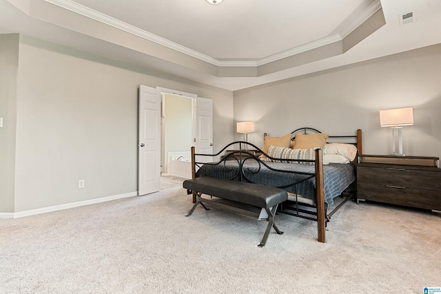 483 Old Cahaba Way, Helena, AL 35080 - bedroom featuring light colored carpet, crown molding, and a raised ceiling