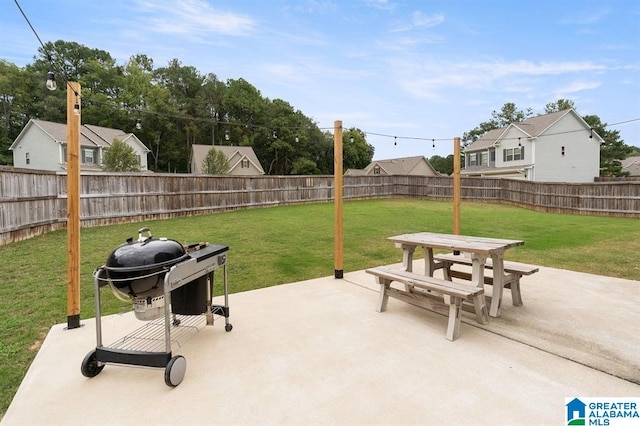 8613 Clarke Ln, Leeds, AL 35094 - fenced backyard featuring a patio, outdoor dining area, area for grilling, and a residential view