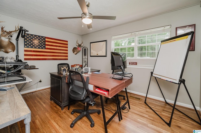 3350 Rosemary Ln, Vestavia Hills, AL 35216 - home office with light wood finished floors and a ceiling fan