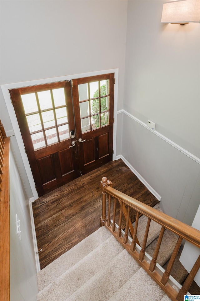 3350 Rosemary Ln, Vestavia Hills, AL 35216 - entrance foyer featuring wood finished floors, stairway, and french doors