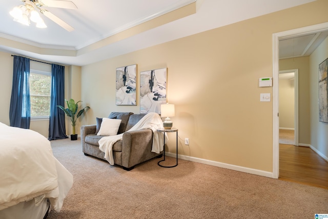 1812 Cross Cir, Hoover, AL 35244 - carpeted bedroom with ornamental molding, attic access, and ceiling fan