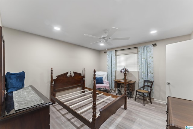 8892 Moody Pkwy, Odenville, AL 35120 - bedroom featuring light wood finished floors, recessed lighting, and ceiling fan