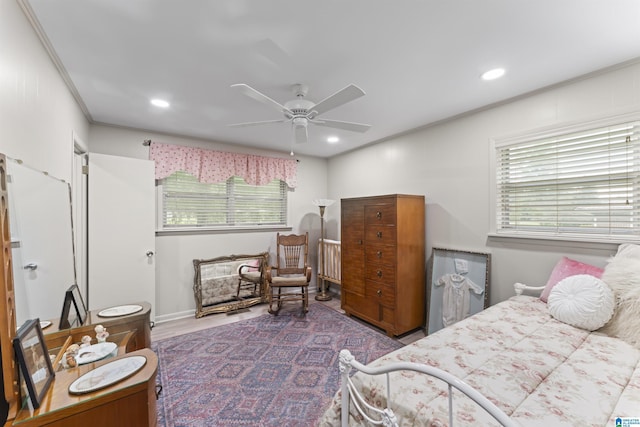 8892 Moody Pkwy, Odenville, AL 35120 - bedroom featuring recessed lighting, ceiling fan, and wood finished floors