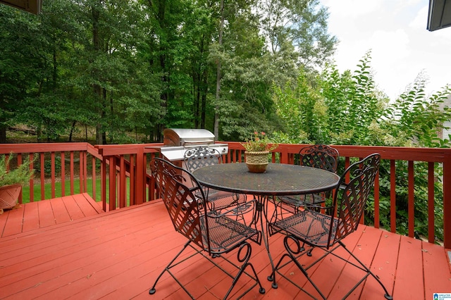 4208 Waterford Ln, Trussville, AL 35173 - wooden deck with outdoor dining space