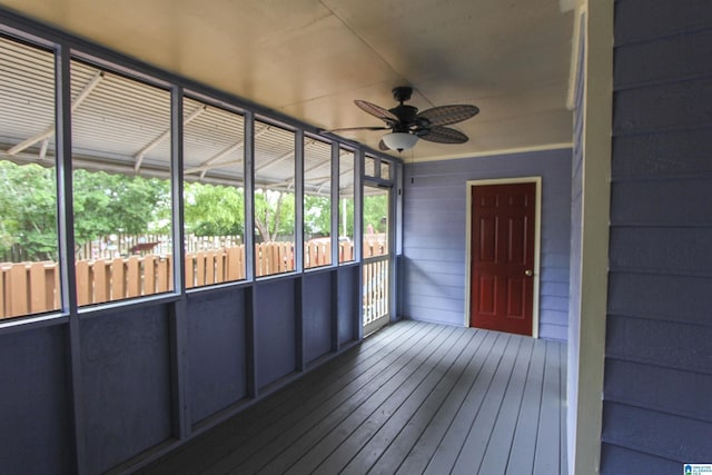 1534 Cambridge Pl, Anniston, AL 36207 - unfurnished sunroom featuring ceiling fan