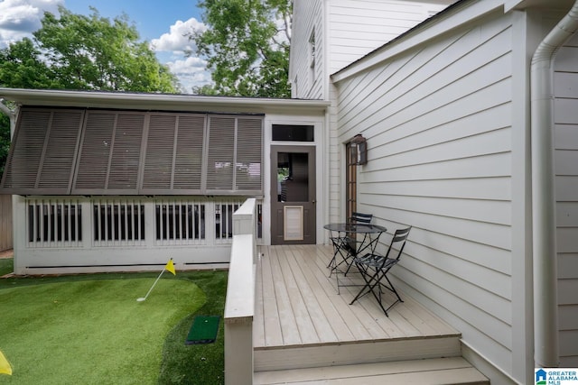117 Elm St, Mountain Brook, AL 35213 - wooden terrace featuring a putting green
