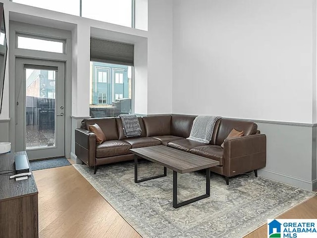 2212 Morris Ave Unit 323, Birmingham, AL 35203 - living room with wood finished floors and a high ceiling