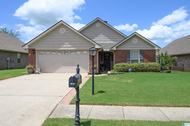 4033 Cambridge Dr, Moody, AL 35004 - single story home with a garage, concrete driveway, a front yard, and brick siding