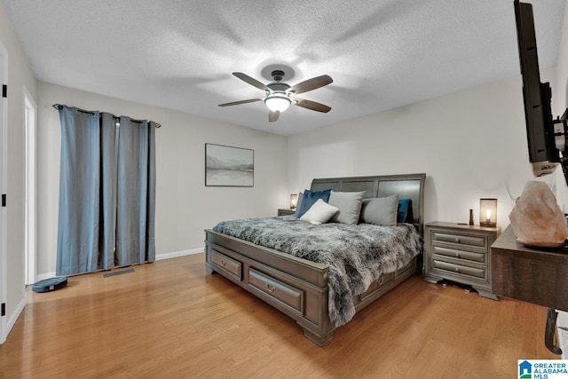 1025 Old Section Rd, Hoover, AL 35244 - bedroom with light wood-type flooring, ceiling fan, and a textured ceiling