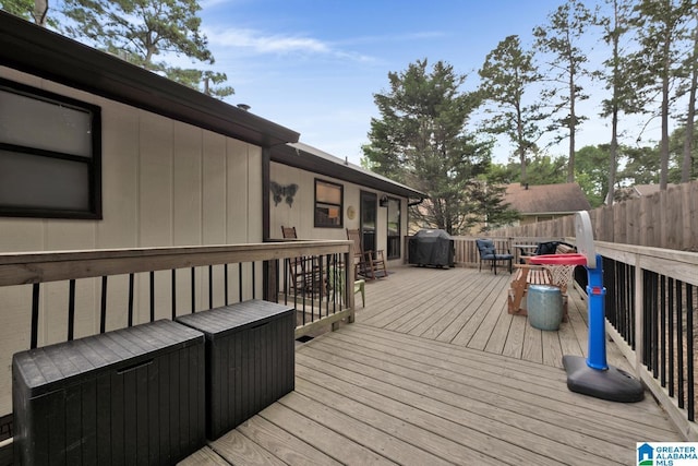 1025 Old Section Rd, Hoover, AL 35244 - wooden terrace with grilling area