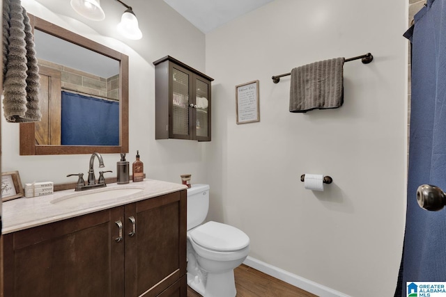 1025 Old Section Rd, Hoover, AL 35244 - bathroom with wood finished floors, vanity, and curtained shower