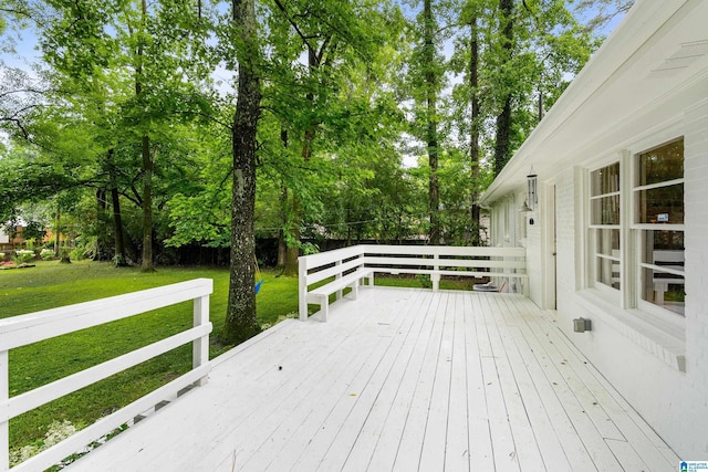 4317 Warren Rd, Birmingham, AL 35213 - deck with a lawn and view of wooded area
