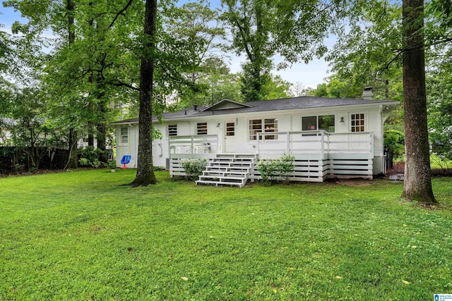 4317 Warren Rd, Birmingham, AL 35213 - rear view of house with a chimney and a deck