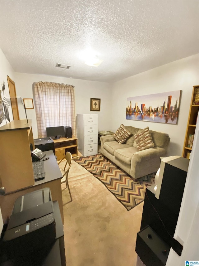 1545 Carol Cir, Midfield, AL 35228 - living room with a textured ceiling and carpet floors