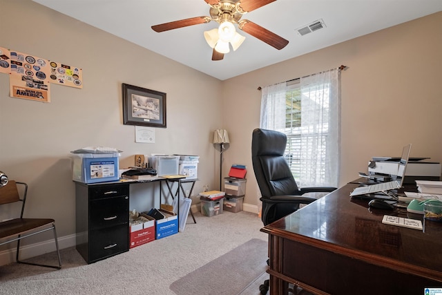 955 Clover Ave, Odenville, AL 35120 - home office with carpet flooring and a ceiling fan