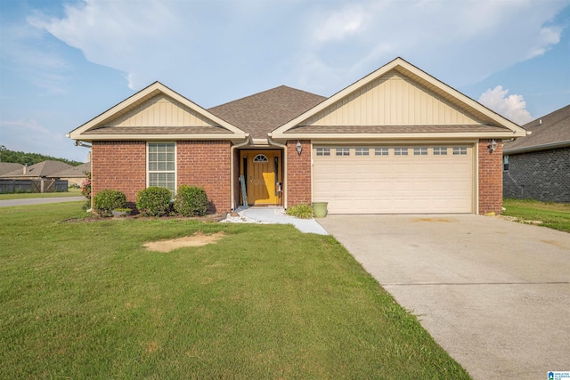 955 Clover Ave, Odenville, AL 35120 - ranch-style home with brick siding, driveway, a front yard, and a garage