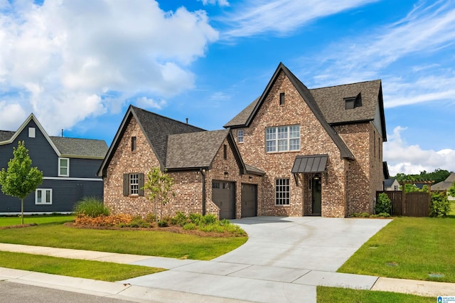 1313 Severn Way, Hoover, AL 35244 - tudor home featuring brick siding, roof with shingles, a garage, and concrete driveway