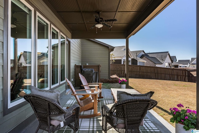 1313 Severn Way, Hoover, AL 35244 - fenced backyard featuring a ceiling fan, a residential view, and a patio area