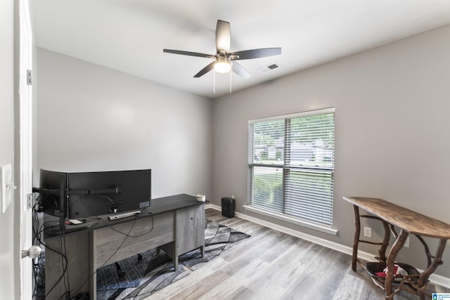 4114 Jubilee Ln, Moody, AL 35004 - office with a ceiling fan and wood finished floors