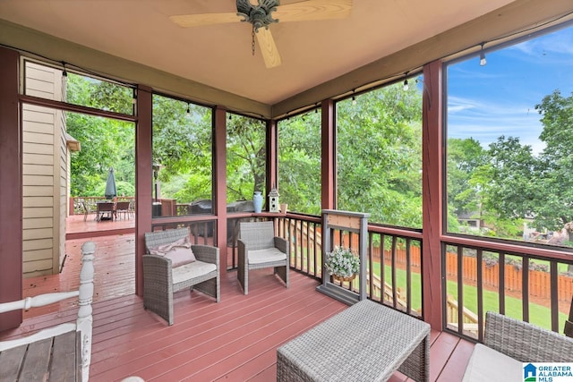 5012 Lake Crest Cir, Hoover, AL 35226 - sunroom / solarium featuring ceiling fan