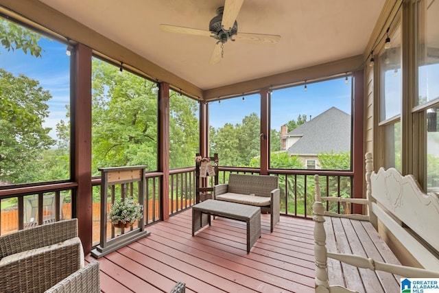 5012 Lake Crest Cir, Hoover, AL 35226 - sunroom / solarium featuring a ceiling fan