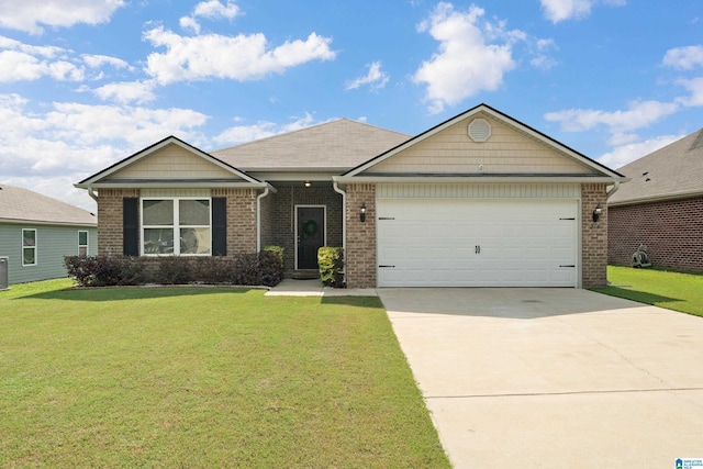 240 Hillcrest Dr, Montevallo, AL 35115 - ranch-style home featuring a garage, concrete driveway, brick siding, and a front lawn