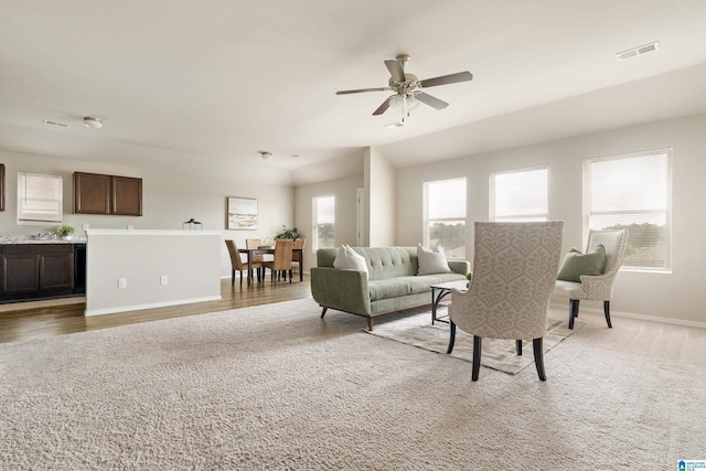 240 Hillcrest Dr, Montevallo, AL 35115 - living room featuring a ceiling fan and light wood-style flooring